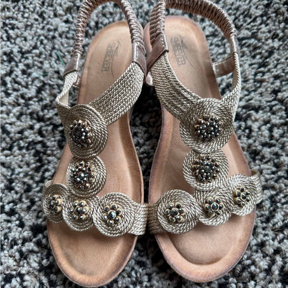 Beaded Gold Sandals Size 38